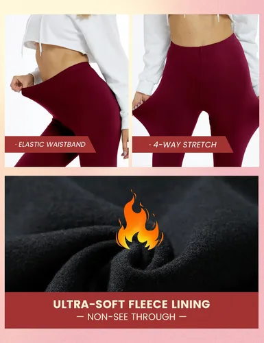 Vista 4 de iceROSE Paquete de 7 leggings para mujer, leggings de cintura alta con forro polar suave, pantalones de yoga negros para entrenamiento, correr