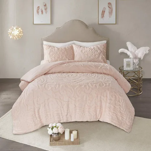 Vista 13 de Madison Park Juego de ropa de cama de algodón chenille con mechones para todas las estaciones, fundas a juego, tamaño matrimonial/queen