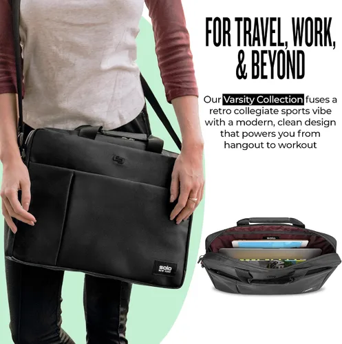 Vista 4 de Solo New York Maletín – Bolsa de transporte para laptop para mujeres y hombres, breve para viajes y trabajo, bolsillo interno para tableta, correa