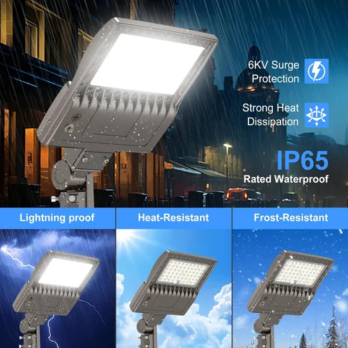 Vista 5 de KUKUPPO Luz LED de estacionamiento de 200 W, luz de poste de estacionamiento de grado industrial con certificación DLC UL, luz LED caja de zapatos