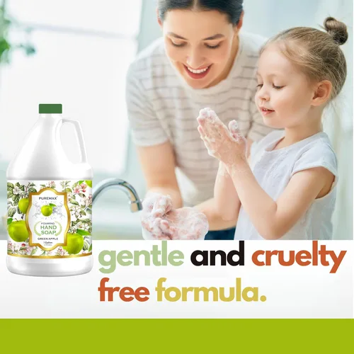 Vista 5 de Repuesto de jabón de manos espumoso con aceites esenciales, manzana verde, hidratante, totalmente natural, fabricado en Estados Unidos, 128 onzas