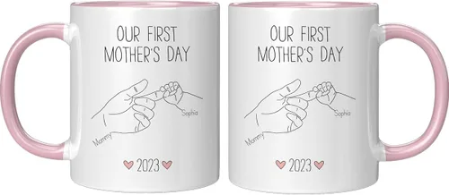 Vista 4 de Taza para el día de la madre para mamá de hija e hijo – Taza de café divertida para la mejor mamá del mundo – Regalo único de cumpleaños para esposa