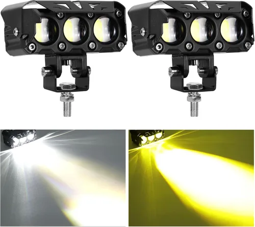 Vista 9 de KAWELL Luz de conducción LED de 60 W, luz antiniebla auxiliar, foco LED, IP68, impermeable, doble color, luz de trabajo LED para motocicleta