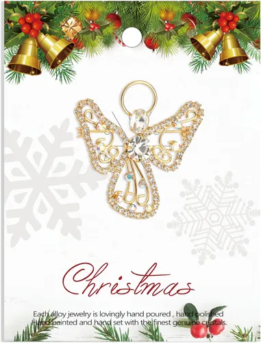 Vista 5 de Lauren-Spencer Broches y alfileres de ángel de la guarda para mujeres y niñas, diseño vintage de cristal con diamantes de imitación de ángel