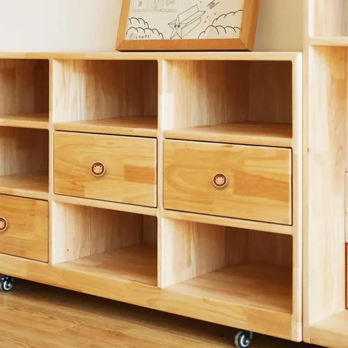 Vista 8 de Paquete de 6 pomos de madera de dibujos animados para armario de 1.57 pulgadas (1.575 in) para niños, pomos de cómoda y cajón para guardería