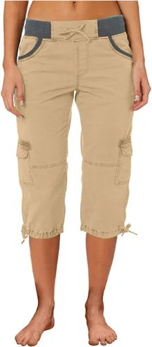 Vista 2 de Pantalones capri tipo cargo para mujer, ligeros, de secado rápido, atléticos, para verano, casuales, con bolsillos