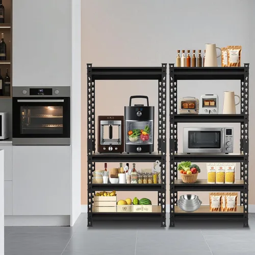 Vista 9 de Big RED Estantería de almacenamiento, 5 niveles ajustables, estantes de garaje de metal resistente/estante de utilidad para cocina, despensa