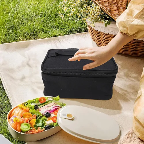 Vista 6 de Cyrank Microondas portátil para viajes, calentador de alimentos alimentado por USB, lonchera eléctrica calentada para comidas, mini horno portátil