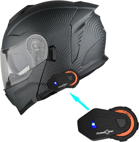 Vista 18 de 1Storm Casco modular de motocicleta para calle con doble visera abatible, protección solar de cara completa HJK920