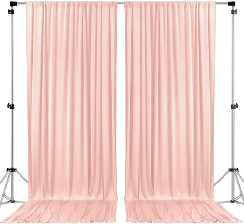 Vista 9 de AK TRADING CO. Cortinas de telón de fondo de poliéster beige de 10 x 10 pies con bolsillos para varillas - Cortinas para decoración de ventanas