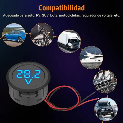 Vista 6 de Linkstyle Medidor de voltaje de 2 piezas CC 12 V 24 V, voltímetro de batería de 4 V-100 V, medidor de voltaje de automóvil, pantalla digital LED