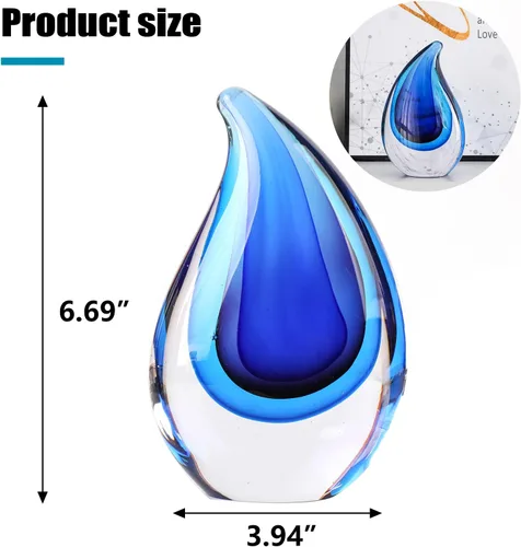 Vista 2 de Yao Yuan Escultura Decorativa de Cristal Soplado a Mano Estilo Murano Estatua y Figurilla - Regalo Maravilloso, Azul