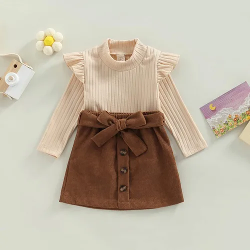 Vista 7 de Conjunto de 2 piezas de falda bonita para bebé niña pequeña para otoño e invierno