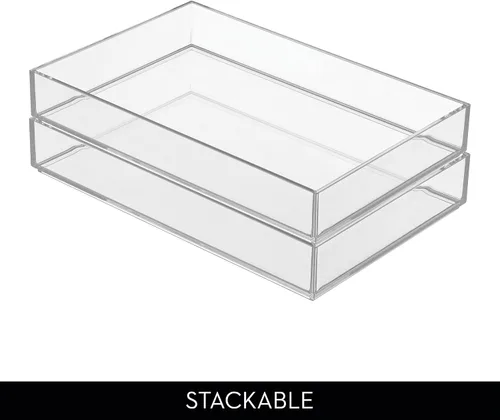 Vista 4 de Organizador Clarity de InterDesign para tocador, adecuado para cosméticos y productos de belleza, 8 x 12 x 2 pulgadas, transparente, Transparente