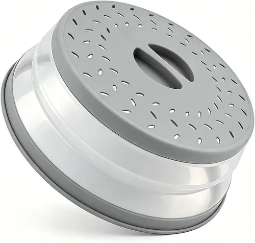 Vista 16 de Cubierta plegable para salpicaduras de microondas, cubierta para platos de microondas con ventilación de vapor, silicona y plástico sin BPA