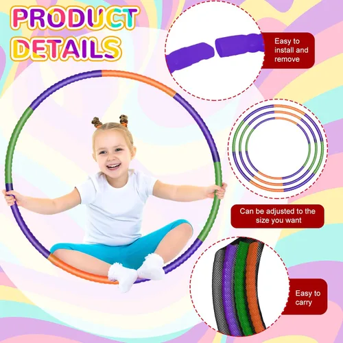 Vista 3 de Sratte 6 piezas de aros de ejercicio desmontables ajustables de plástico, anillos de juguete que se unen con clic, juguetes de color para patio