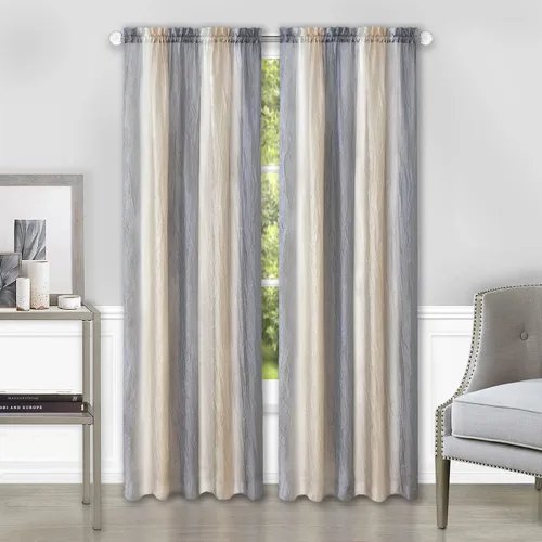 Vista 8 de PowerSellerUSA Designer Home - Paneles de cortina semitransparentes a rayas multicolor (beige, bufanda de 50 x 144 pulgadas)