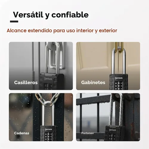 Vista 8 de Candado de combinación de grillete largo de 2.76 pulgadas Candado de 4 dígitos para casillero de gimnasio, armarios, cajas de herramientas, Negro