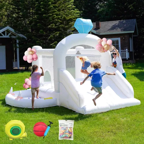 Vista 7 de Doctor Dolphin Casa inflable de rebote de agua, casa inflable para niños grandes, tobogán acuático para patio trasero, parque acuático inflable