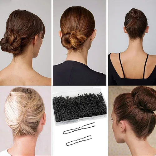 Vista 5 de 200 horquillas para el pelo en forma de U de 2.4 y 2 pulgadas, pasadores de pelo con caja de almacenamiento para mujeres y niñas y peluquería (negro)
