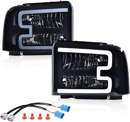 Vista 28 de G-PLUS Faros delanteros delanteros para Ford F250 F350 F450 F550 Super Duty 1999-2004; compatible con Ford Excursion 2000-2004 lente transparente