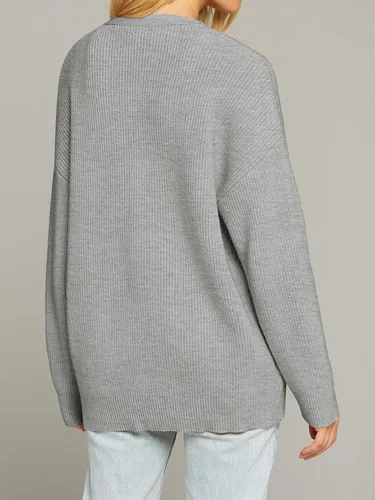 Vista 3 de MEROKEETY Suéteres tipo cárdigan para mujer 2023 para otoño, frente abierto, botones de gran tamaño, cuello en V, suelto, tejido suave