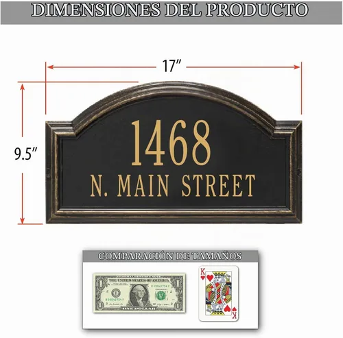 Vista 3 de Placa de dirección de metal fundido personalizada Whitehall™ - La placa de arco de la Providencia. Fabricado en los Estados Unidos. Cuidado