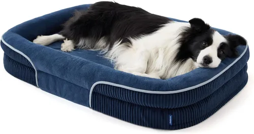 Vista 13 de Bedsure Camas ortopédicas para perros con cojín ovalado de 360 °, perro de Carbón