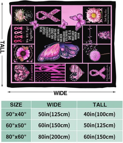 Vista 3 de Manta de Concientización sobre el Cáncer de Mama con Cinta Rosa de Quimioterapia, Manta de Franela de Felpa Suave, Decoración Inspiradora