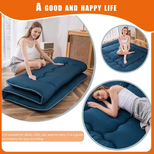 Vista 4 de QQP Colchón de futón japonés plegable de tatami, tapete portátil para adultos y niños, tapete para dormir adecuado para campamento, habitación