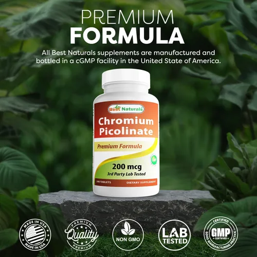 Vista 5 de Best Naturals Tableta de picolinato de cromo, 200 mcg, 240