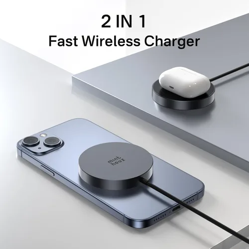 Vista 2 de Minthouz Cargador inalámbrico magnético rápido de 15 W, almohadilla de carga segura Mag compatible con iPhone 17 Pro Max/17 Pro/17, iPhone