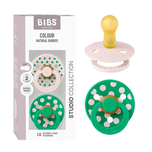 Vista 8 de BIBS Chupete de lunares de color, 0-6 meses, paquete de 2, flor y manzana Blossom / Candy Apple