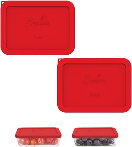 Vista 10 de SOPHICO Tapas de repuesto de silicona rectangular de 3 tazas para vidrio MINT - 2 PACK