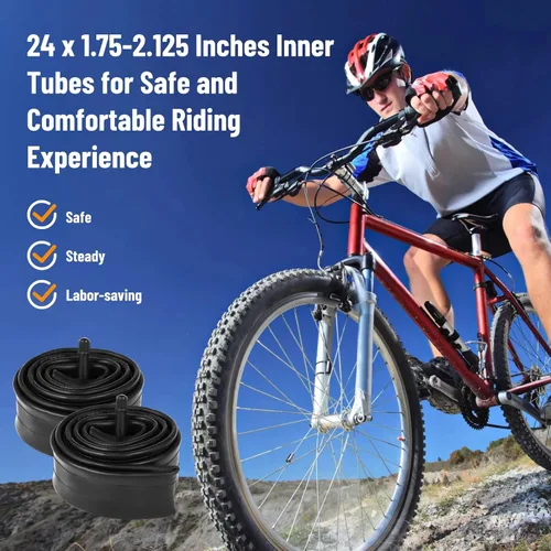 Vista 8 de 6 piezas de tubo interior de bicicleta de 20/24/26x1.75/1.95/2.0/2.1/2.125" con 2 palancas de neumáticos y 2 correas de protección con válvula