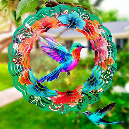 Vista 16 de Molinillos de viento de abeja para patio y jardín, 12 pulgadas de metal grande giratorio de viento colgante para mujeres/hombres, esculturas