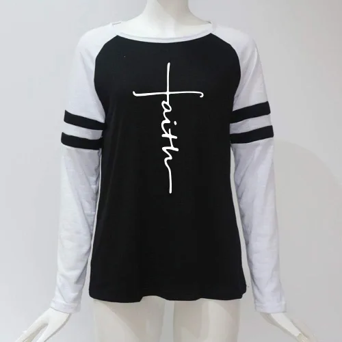 Vista 2 de Camiseta de manga larga con estampado de letras para mujer