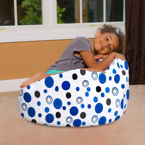 Vista 4 de Posh Creations - Sillón puff para niños, adolescentes y adultos, incluye funda extraíble y lavable a máquina, tamaño mediano de 27 pulgadas, lona