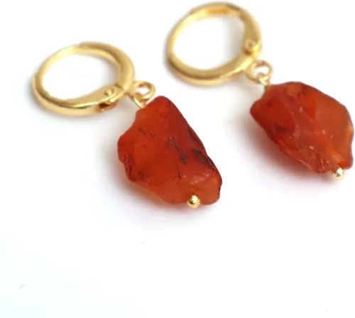 Vista 54 de Gempires Handmade Gemstone Hoop Earrings Raw Crystal Dangle Jewelry Hypoallergenic Gold Plated Lightweight Elegant Jewelry Gifts For Women