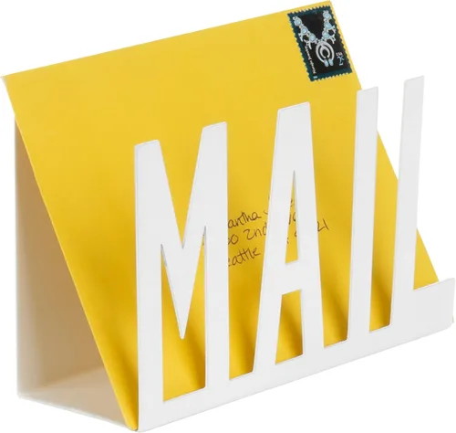 Vista 9 de MyGift Organizador de correo para encimera, moderno, de metal, negro, con diseño de letras de correo recortado, sobre de escritorio de oficina