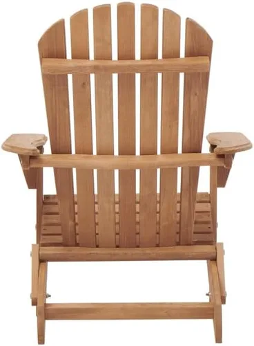 Vista 4 de Set of 2 Folding Wooden Adirondack Chairs – Solid Cedar Wood Outdoor Lounge Chairs with Embossed Grain, Foldable Garden Patio Seating with Wide