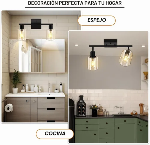 Vista 7 de Iluminación LED para techo, luz de pista de 17 pulgadas con pantalla de vidrio transparente, foco de techo negro para cocina, cabezal giratorio