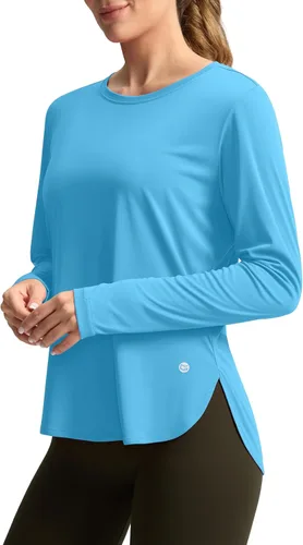 Vista 25 de Camisetas de sol para mujer, con protección ultravioleta FPU 50+, manga larga, ligera, de secado rápido, para entrenamiento, senderismo, para mujer