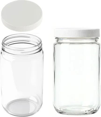 Vista 5 de JARMING COLLECTIONS Frascos de vidrio Mason de 16 onzas con tapas de plástico sin BPA – Frascos Mason de boca regular para beber y almacenar
