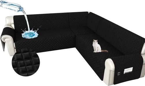Vista 11 de Arfntevss Fundas impermeables para sofá modular en forma de L, lavable, de terciopelo, para sofá seccional, antideslizante, fundas de esquina