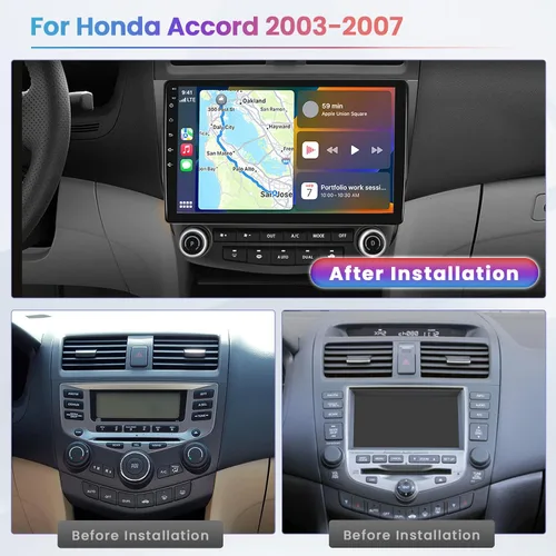 Vista 2 de [Usado] Hikity Para Honda Accord Android 2003-2007 Estéreo de coche, 2+64G 10.1 pulgadas pantalla táctil radio de coche con Apple Carplay