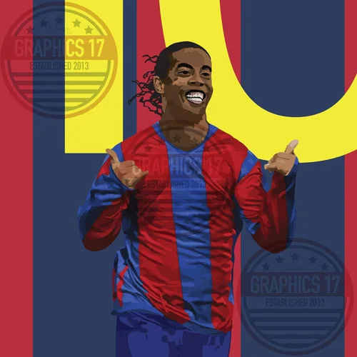 Vista 4 de Ronaldinho - Póster de fútbol de Barcelona - Impresión de fútbol sin marco - Decoración de fútbol - Póster de fútbol brasileño - Graphics 17 - Arte