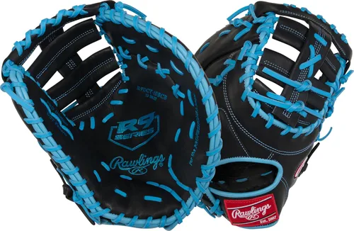 Vista 6 de Rawlings Guantes de béisbol de la serie R9 Tamaños 11.5 a 12.75 pulgadas Múltiples estilos Pro H-Web Negro/Oro