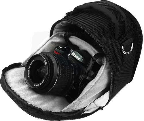 Vista 4 de VanGoddy Laurel Onyx - Funda de transporte para cámara Polaroid OneStep 2 i-Type, Pop, Snap, Snap Touch, Pic-300 Instant Print Negro (Onyx Black)
