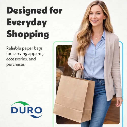 Vista 5 de DURO Bolsa Super Royal Dubl Life Bolsa de compras 65# Kraft reciclado FSC (200 bolsas.)